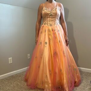 prom/ formal/ military ball,  pink/orange